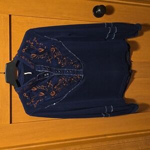 Free People Blue Sundance Kid Henley Top